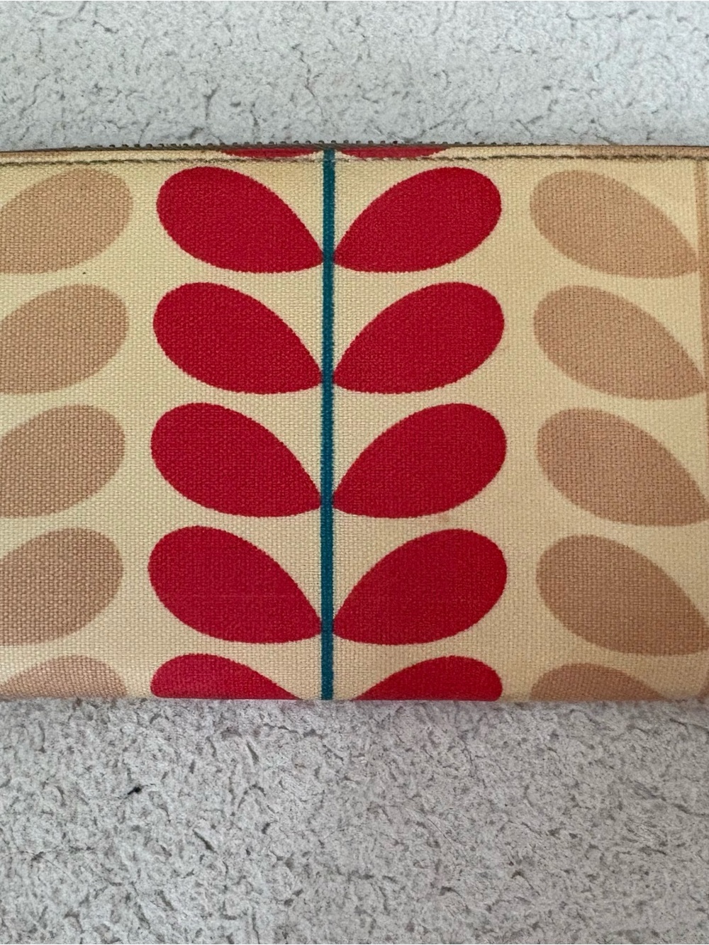 Orla Kiely Red Leaf Print Wallet with Teal Stem on Cream